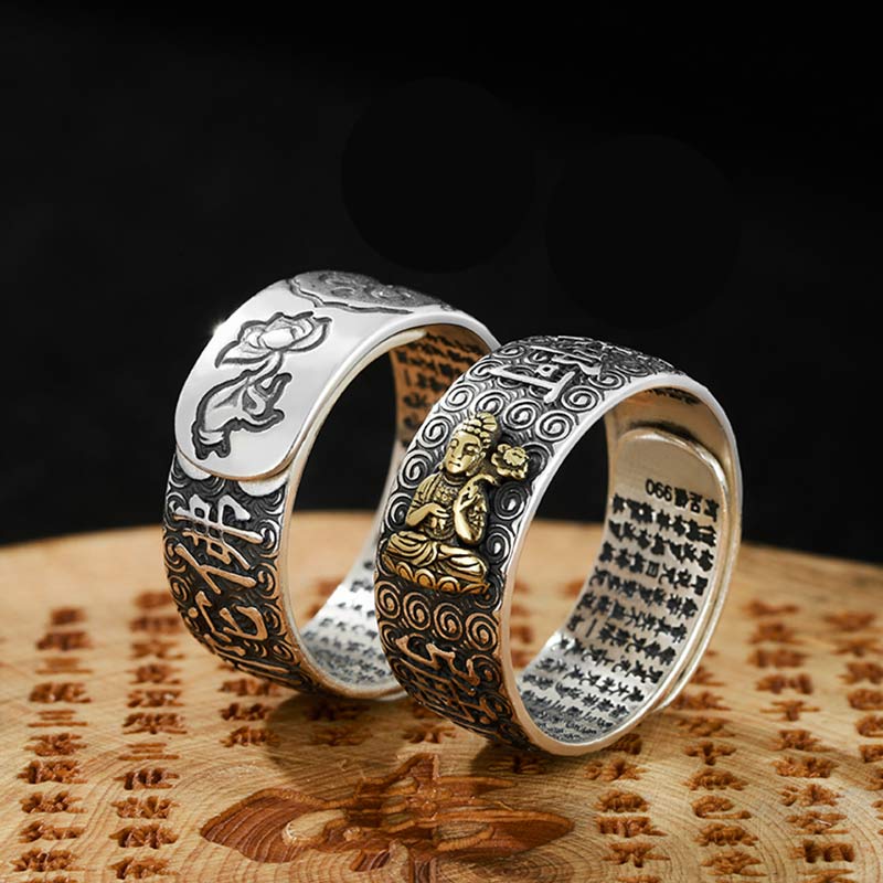 Buddha Stones Zodiaco cinese Buddha natale Ricchezza Fortuna Anello regolabile