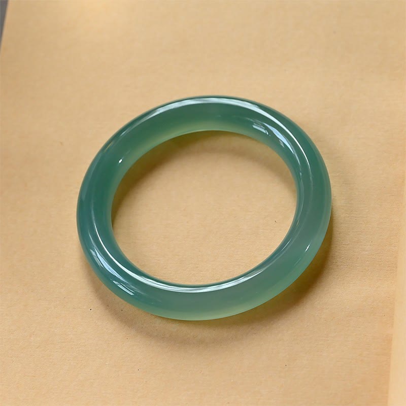 Bracciale rigido Buddha Stones in calcedonio verde naturale Strength