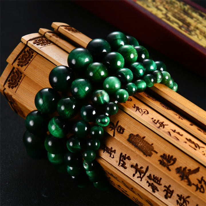 Braccialetto Buddha Stones Natural Green Tiger Eye Strength - image 3