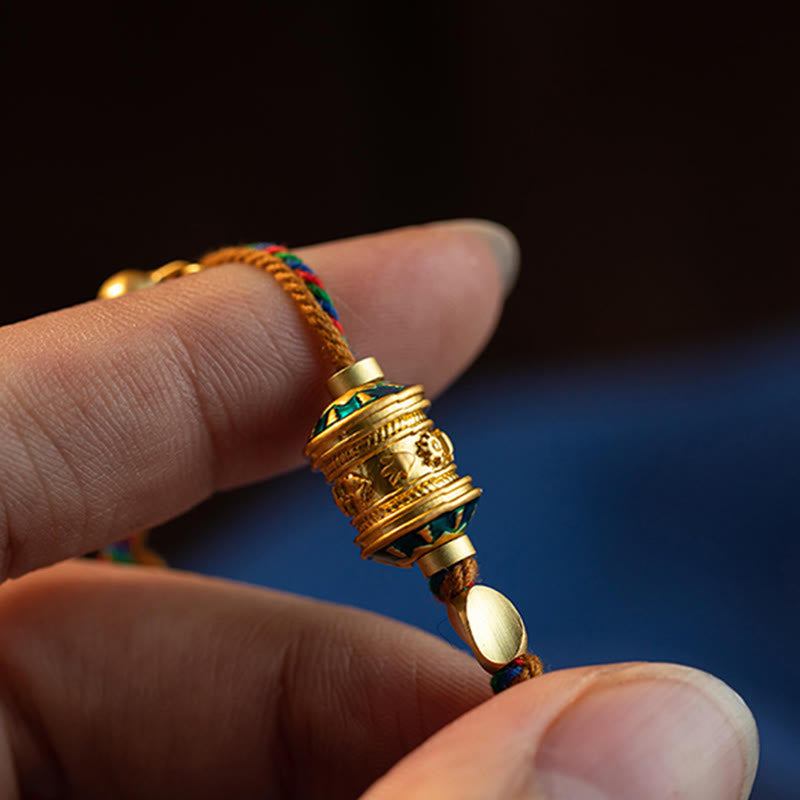 Buddha Stones Tibetano Fatto a Mano Om Mani Padme Hum Ruota della Preghiera Protezione Forza Braccialetto di Corda