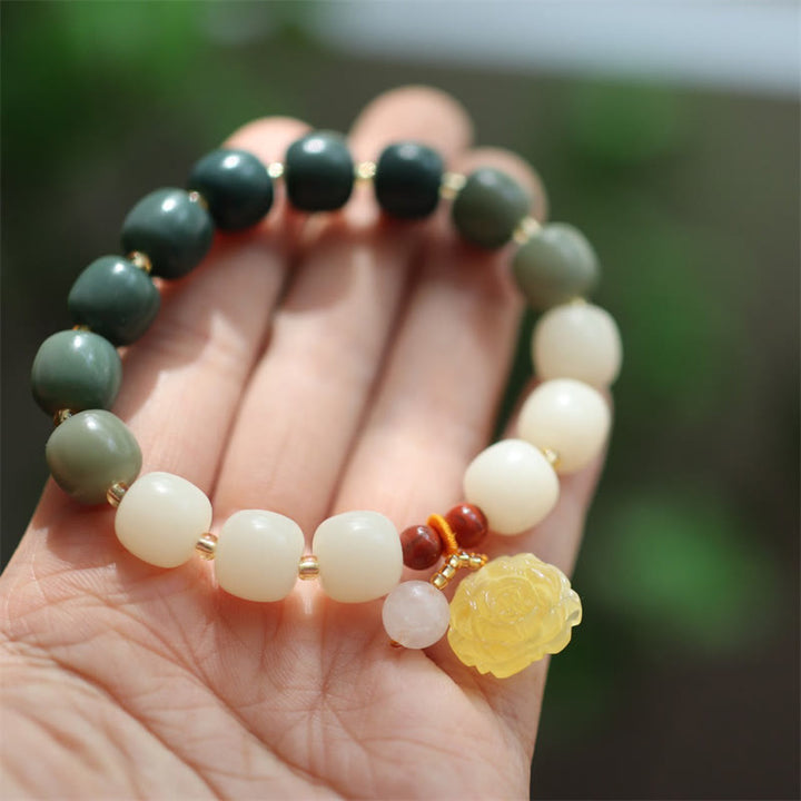 Bracciale Buddha Stones Gradient Bodhi Seed Ambra Lotus Peace