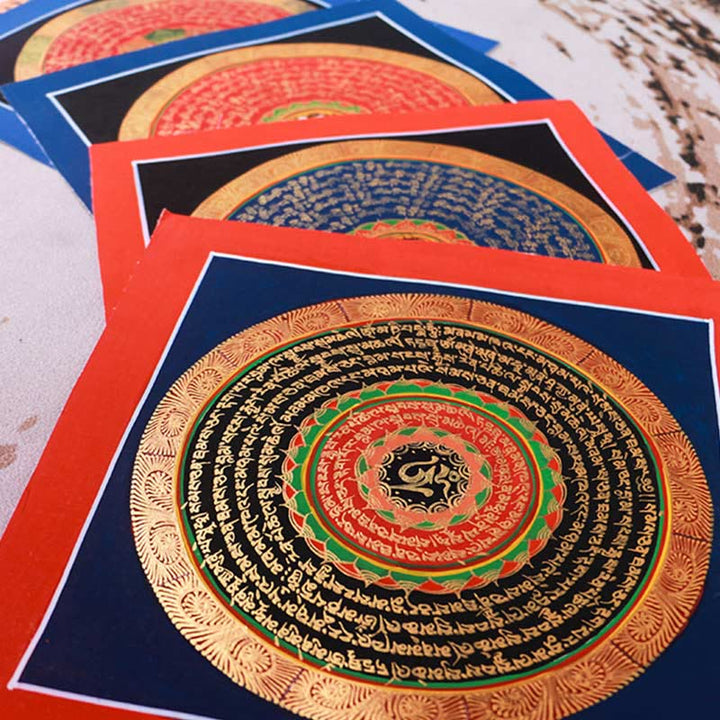 Dipinto Thangka tibetano fatto a mano, benedizione Thangka, scatola cieca, motivo a colori casuali