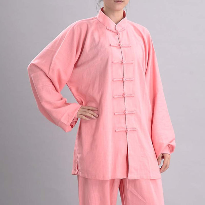 Buddha Stones Meditazione Zen Preghiera Spirituale Tai Chi Qigong Pratica Unisex Ricamo Abbigliamento Set - Manica lunga rosa - US12, UK/AU16, EU44 (2XL) - image 8