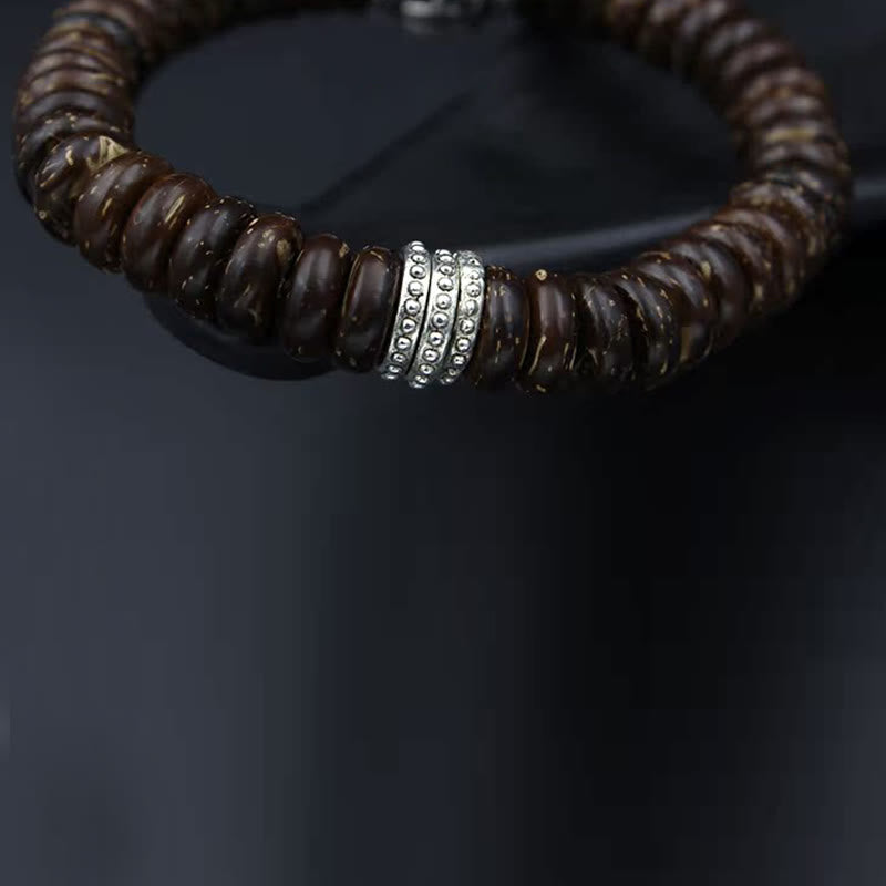 Braccialetto positivo Buddha Stones Natural Tibetan Coconut Shell Om Mani Padme Hum