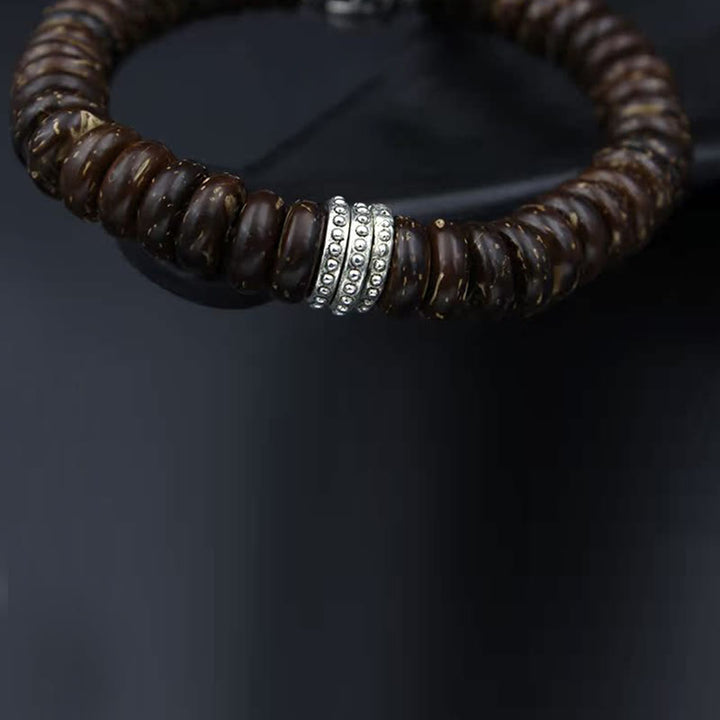 Braccialetto positivo Buddha Stones Natural Tibetan Coconut Shell Om Mani Padme Hum