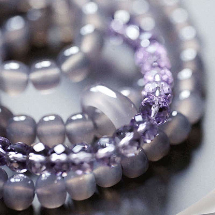 Braccialetto di guarigione con cristallo di ametista naturale e meditazione