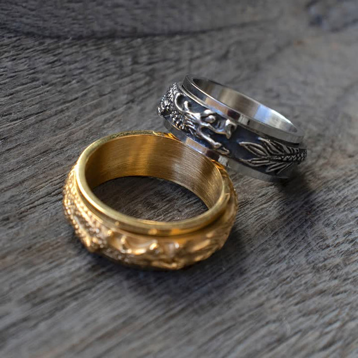 Anello girevole di stimolazione in acciaio al titanio con Buddha Stones drago - image 8