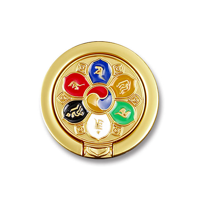 Supporto per anello per telefono con simbolo della pace tibetano Om Mani Padme Hum, decorazioni universali per telefono