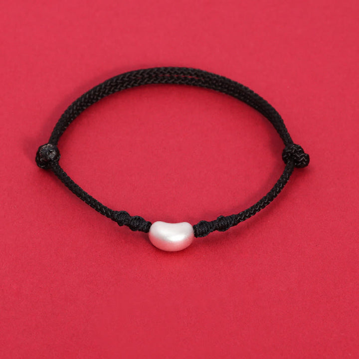 Bracciale intrecciato fatto a mano Buddha Stones 999 Sterling Silver Bean Design Luck Connection