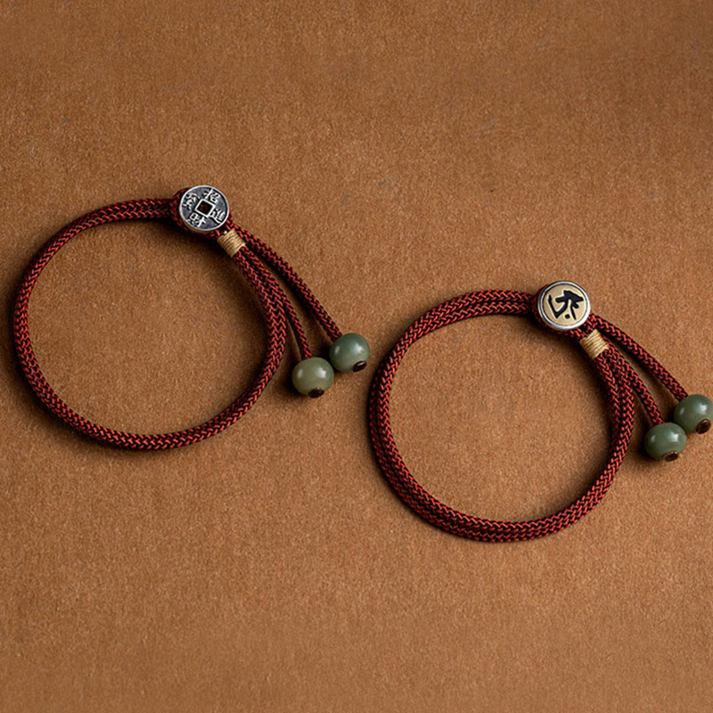 Braccialetto in corda rossa intrecciata con semi di Bodhi Buddha Stones , fatto a mano, in argento sterling 925, con zodiaco cinese, Buddha di Natale