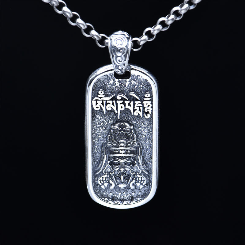 Buddha Stones 925 Sterling Silver Zakiram Dea della Ricchezza Om Mani Padme Hum Collana Pendente della Pace