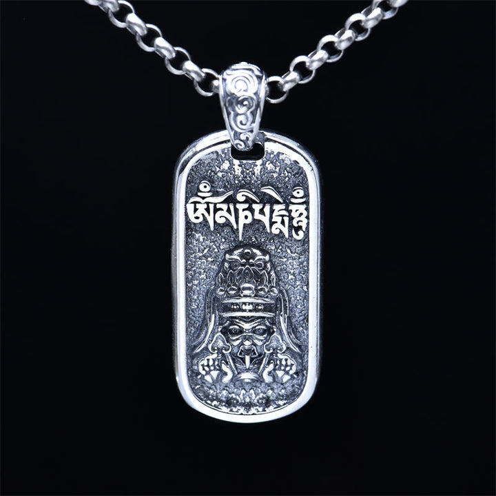 Buddha Stones 925 Sterling Silver Zakiram Dea della Ricchezza Om Mani Padme Hum Collana Pendente della Pace