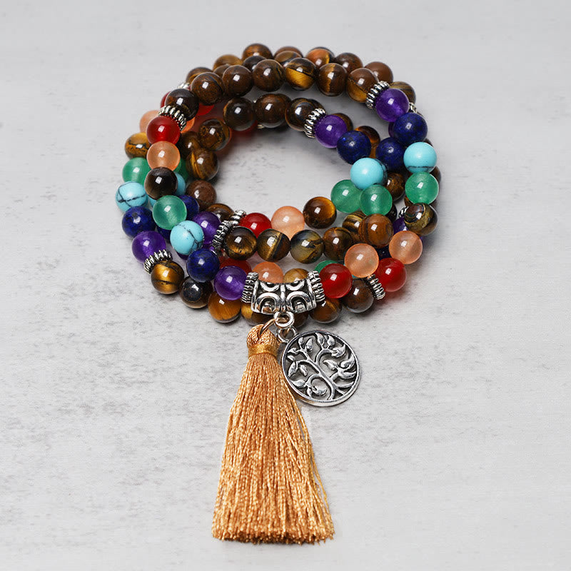 Buddha Stones, cristalli curativi, Mala, perline da preghiera, 108 bracciali multistrato per meditazione e guarigione
