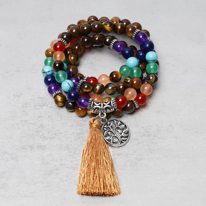 Buddha Stones, cristalli curativi, Mala, perline da preghiera, 108 bracciali multistrato per meditazione e guarigione