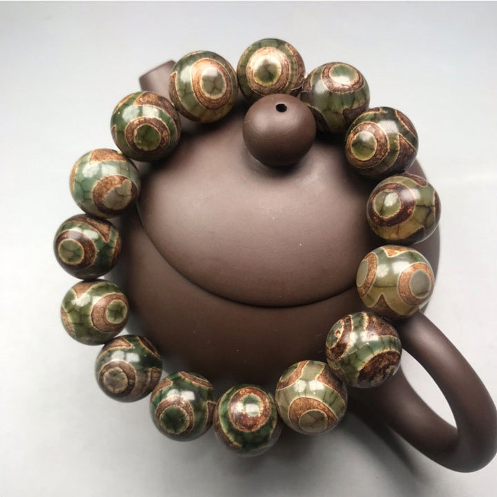 Braccialetto portafortuna in sardonice con perline Dzi a tre occhi Buddha Stones