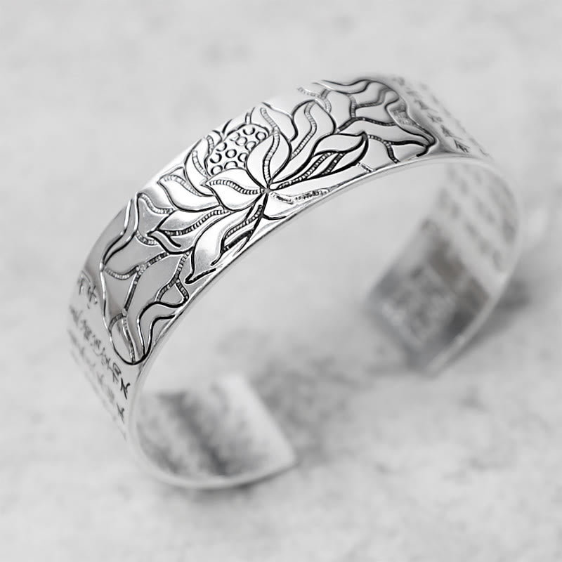 Buddha Stones Braccialetto portafortuna in rame bianco con loto tibetano - image 1