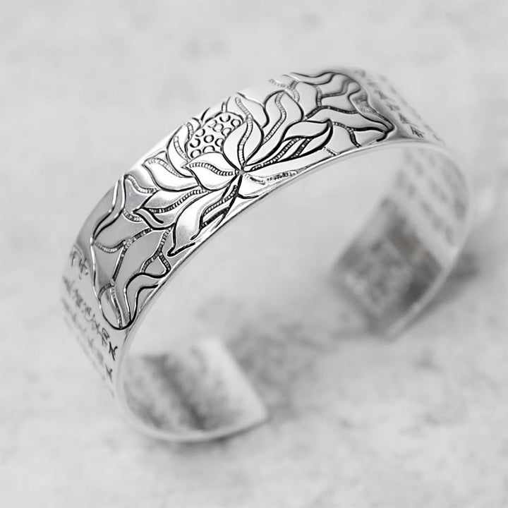 Buddha Stones Braccialetto portafortuna in rame bianco con loto tibetano - image 1