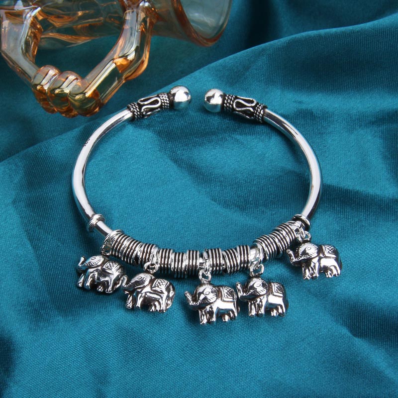 Bracciale Buddha Stones 925 Sterling Silver Elephant Strength Braccialetto
