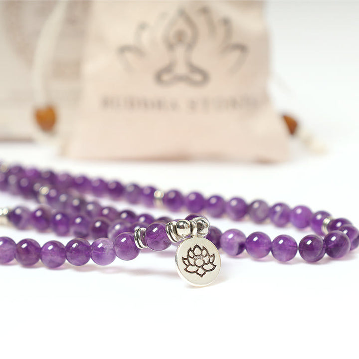 Bracciale Mala di purificazione in ametista naturale Buddha Stones