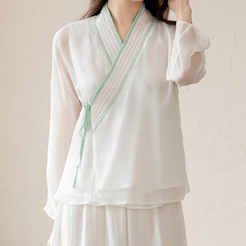 Buddha Stones Retro Preghiera Zen Meditazione Spirituale Pratica Chiffon Abbigliamento Donna Set