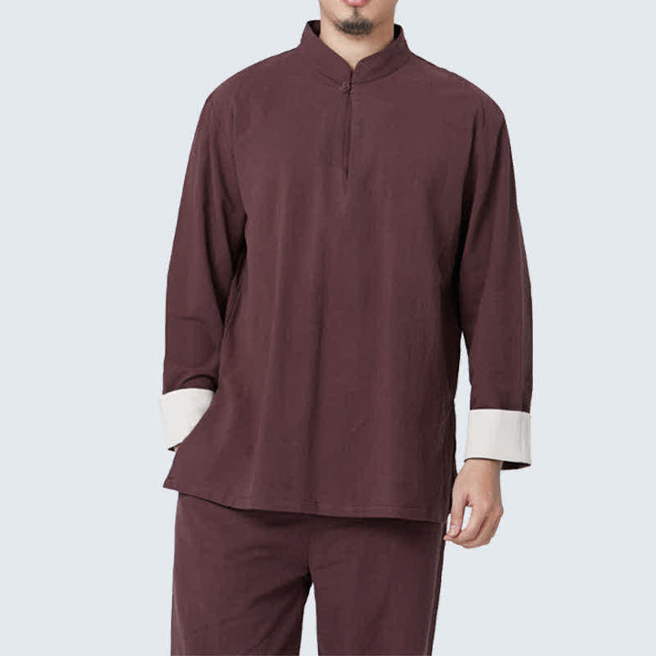 Buddha Stones Spirituale Zen Meditazione Yoga Preghiera Pratica Cotone Lino Abbigliamento Uomo Set
