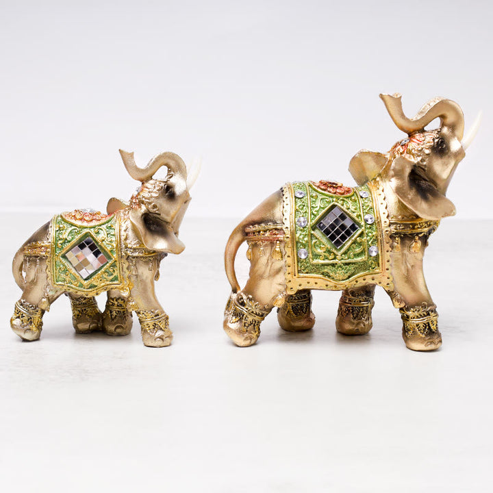 Buddha Stones Fortunato Feng Shui Elefante Verde Statua Scultura Ricchezza Figurina Regalo Decorazione Casa