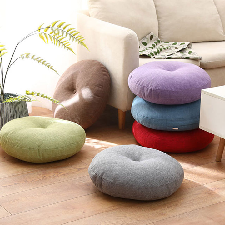 Cuscino per seduta da meditazione in lino con motivo semplice Buddha Stones e loto, decorazione per la casa e il soggiorno
