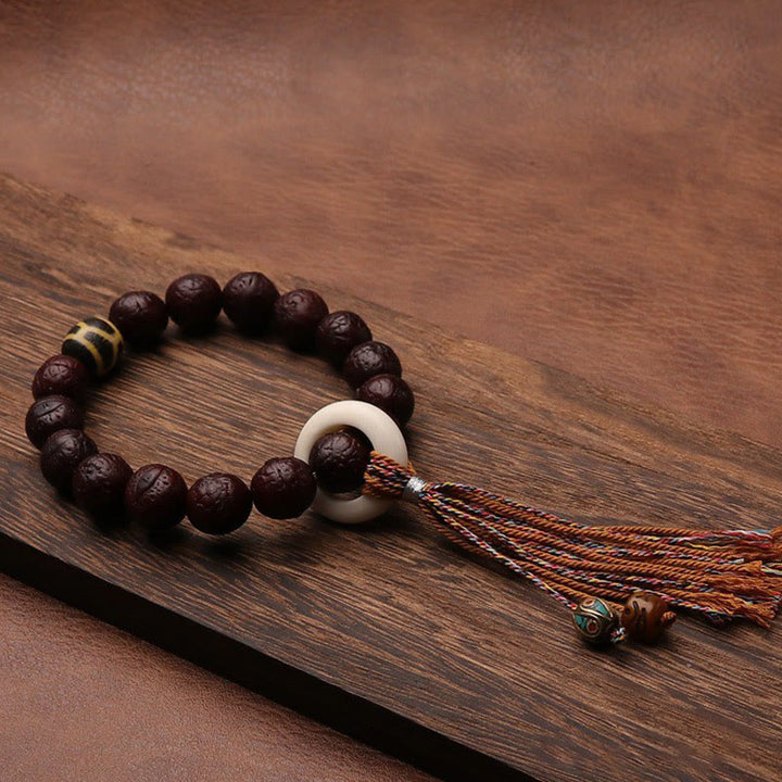 Buddha Stones Tibetano Bodhi Seme Agata Perlina Fortuna Ricchezza Nappa Ciondolo Polso Mala