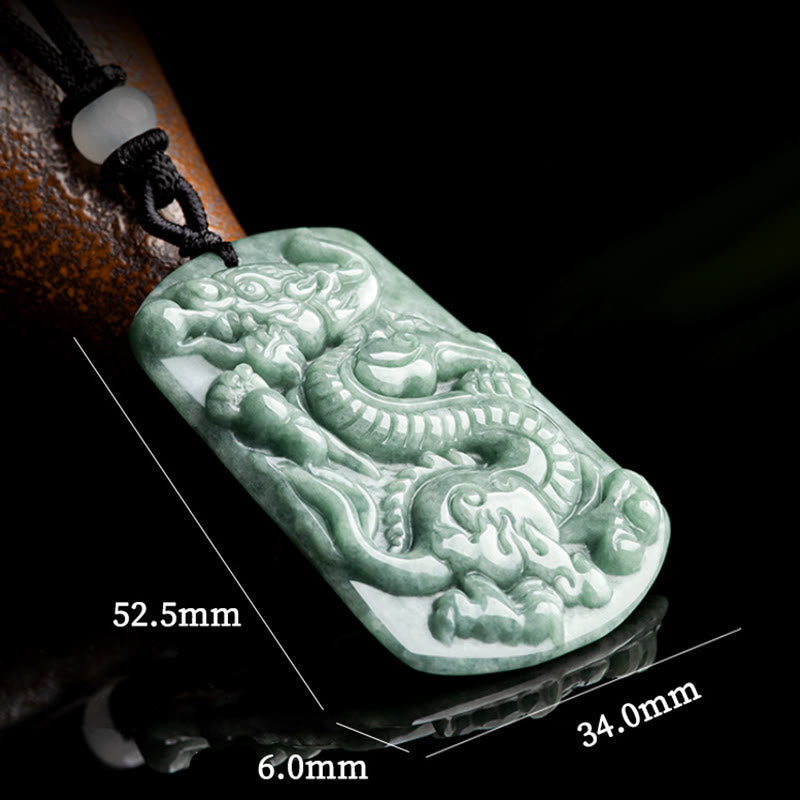 Buddha Stones Anno del Drago Zodiaco Cinese Drago Giada Amuleto Collana Pendente