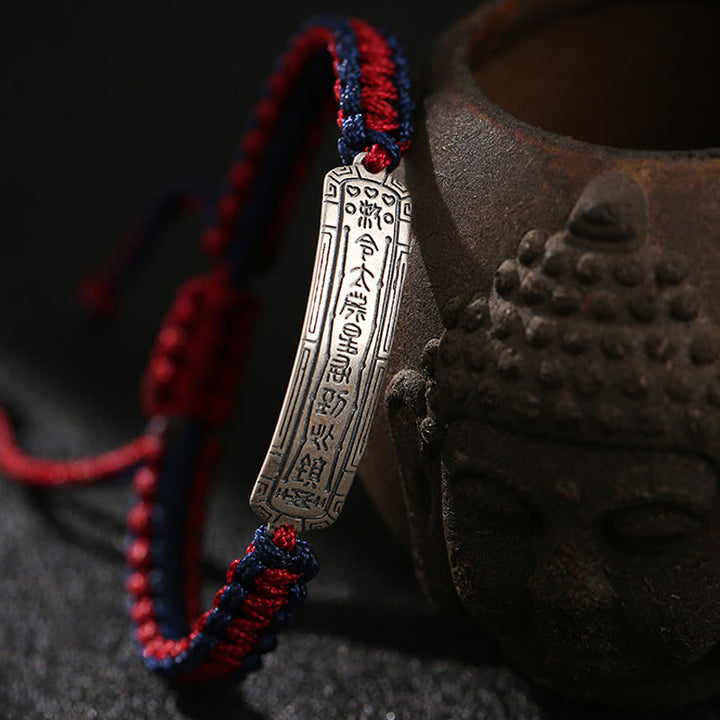 Braccialetto di protezione con amuleto della pace in argento sterling 925 Buddha Stones