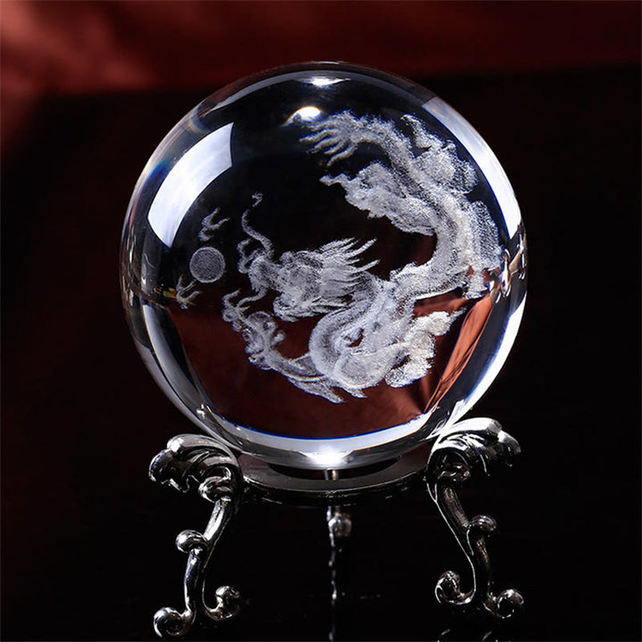 Decorazione di benedizione del loto del drago di cristallo bianco - Drago - image 0