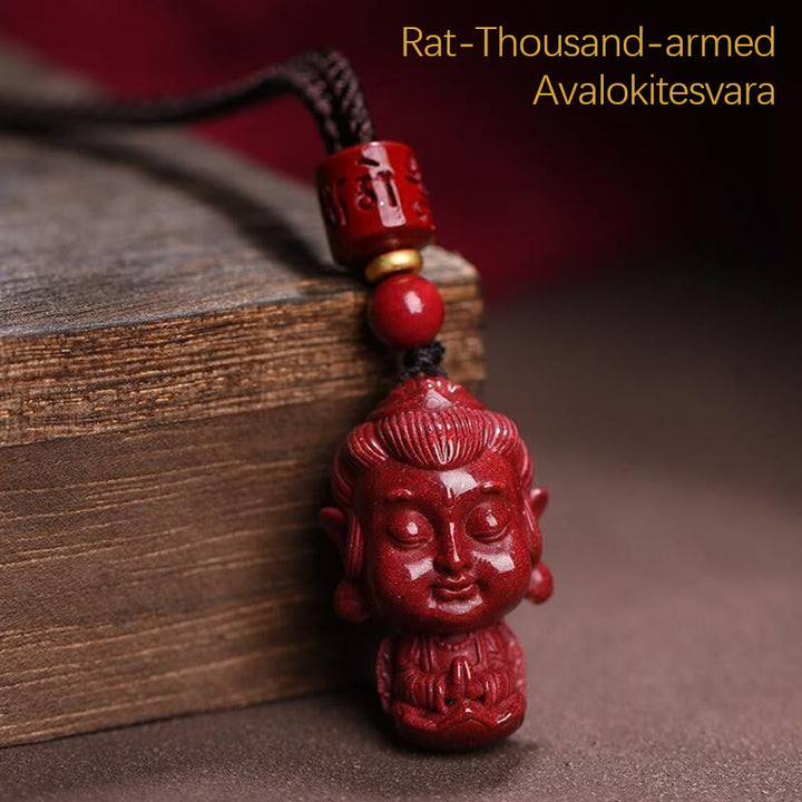 Buddha Stones Zodiaco cinese Buddha natale Cinabro naturale Amuleto Tieni lontani gli spiriti maligni Collana pendente