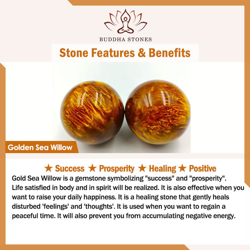 Buddha Stones Golden Sea Willow Braccialetto Mala Successo Positivo