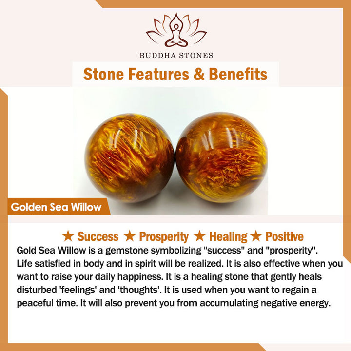 Buddha Stones Golden Sea Willow Braccialetto Mala Successo Positivo