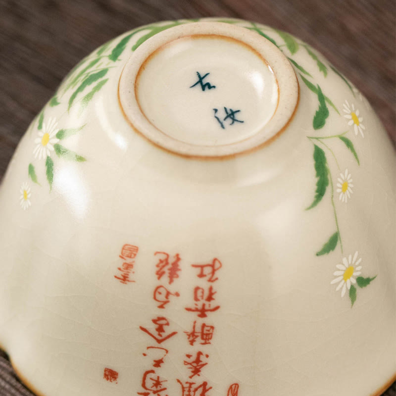 Buddha Stones Fiore di pesco Margherita Fiore Tazza da tè in ceramica Tazze da tè Kung Fu