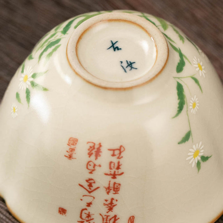 Buddha Stones Fiore di pesco Margherita Fiore Tazza da tè in ceramica Tazze da tè Kung Fu
