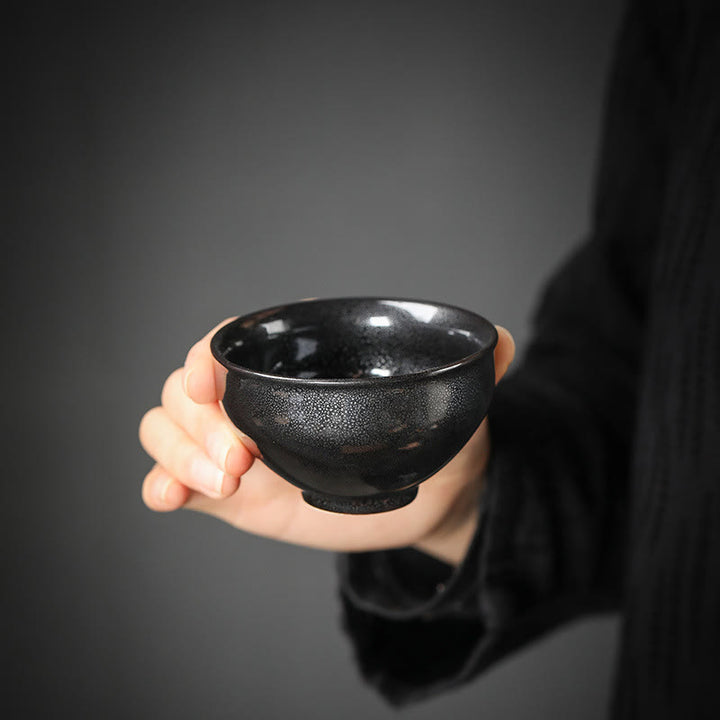 Buddha Stones Tazza da tè in ceramica con foglia d'oro cinese Jianzhan Drago Fenice Loto Avalokitesvara Pesce Koi Tazza da tè Tenmoku Kung Fu Ciotola da tè - image 5