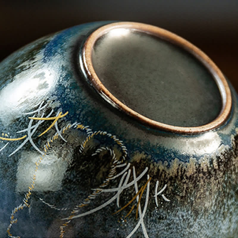Buddha Stones Tazza da tè in ceramica Lovely Cat Tazze da tè nere 140ml