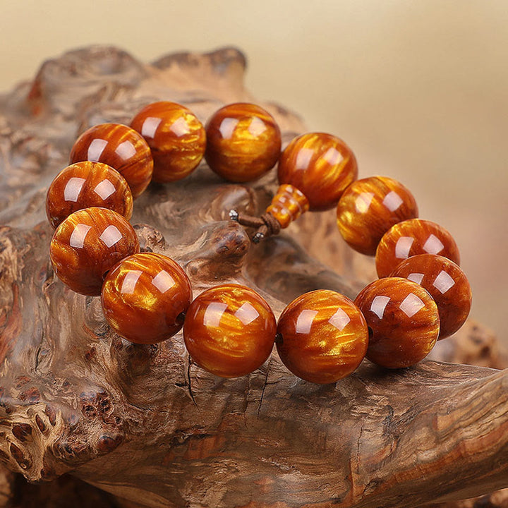 Buddha Stones Golden Sea Willow Braccialetto Mala Successo Positivo