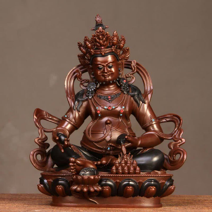 Statua in rame della compassione della statuetta del Bodhisattva Jambhala giallo, decorazione per la casa e l'ufficio