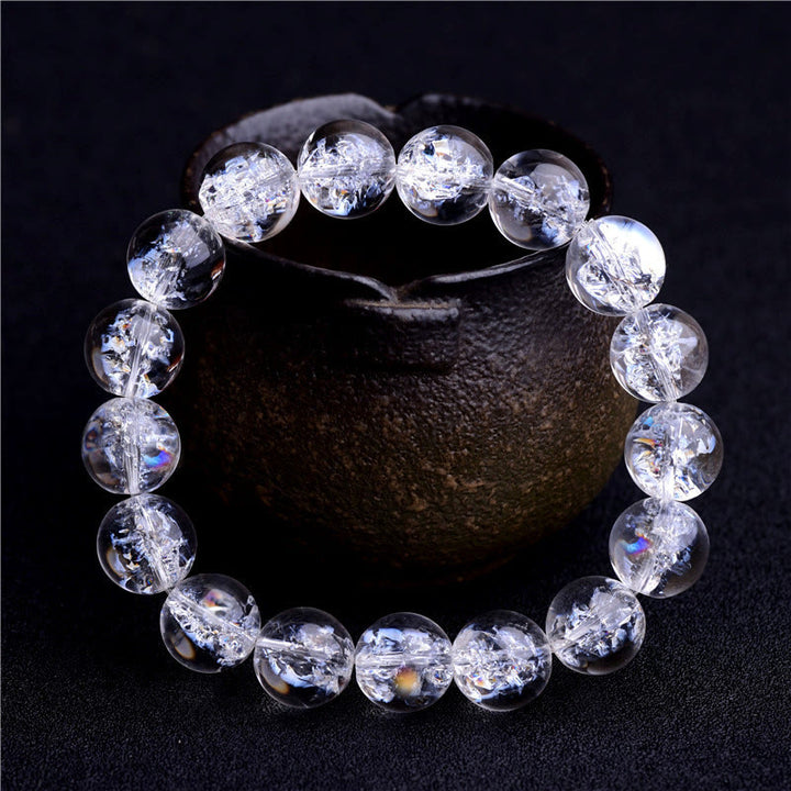 Braccialetto di guarigione con protezione in cristallo bianco naturale Buddha Stones