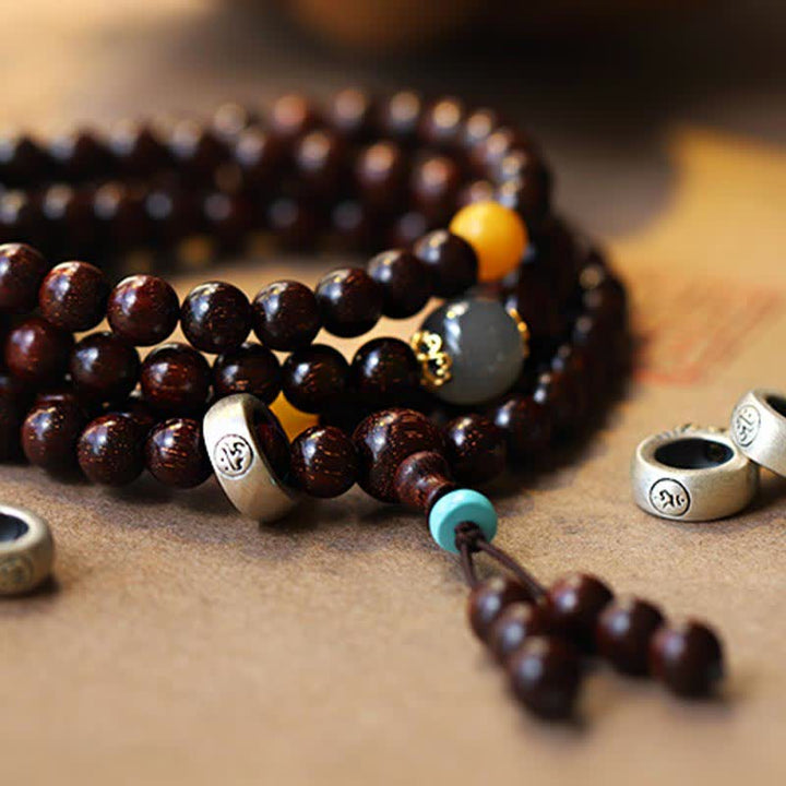 Bracciale Buddha Stones 925 Sterling Silver Indiano Foglia Piccola Sandalo Rosso Hetian Giada Grigia Ambra Stella d'Oro
