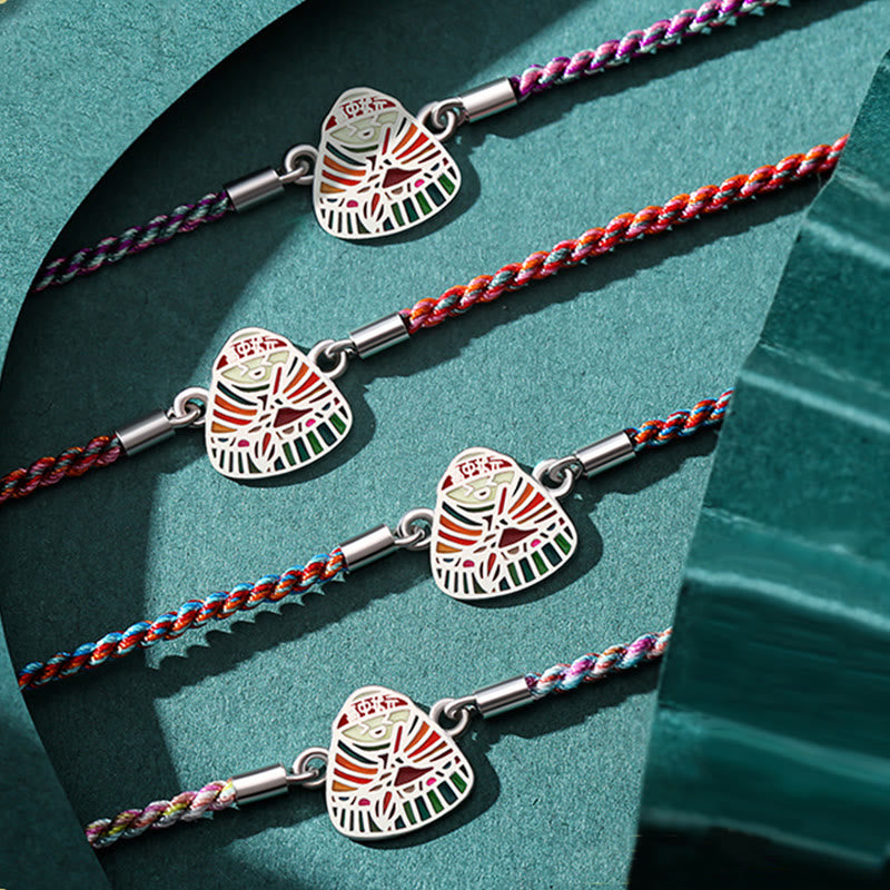 Braccialetto artigianale multicolore con motivo Zongzi in argento sterling 925 Buddha Stones