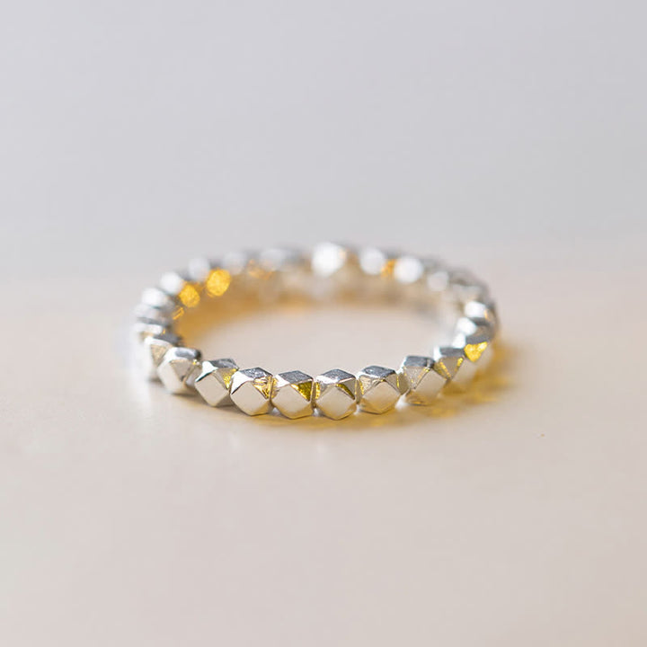 Anello di benedizione con perline in argento sterling 925 Buddha Stones