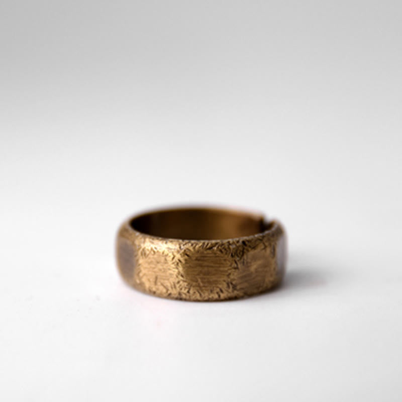 Anello di ricchezza tibetano in ottone e rame satinato dal design semplice