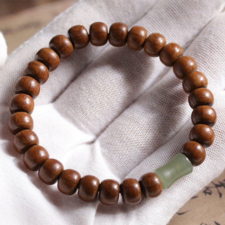 Bracciale Buddha Stones Natural Abelia Biflora Wood Hetian Jade Bamboo Bead che allontana gli spiriti maligni