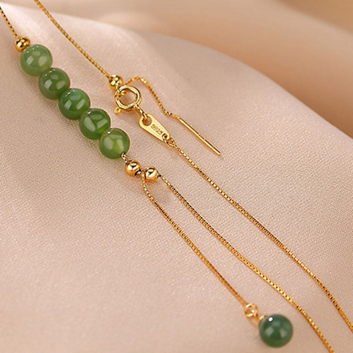 Collana con ciondolo curativo in argento sterling 925 con perle di giada ciano e Buddha Stones