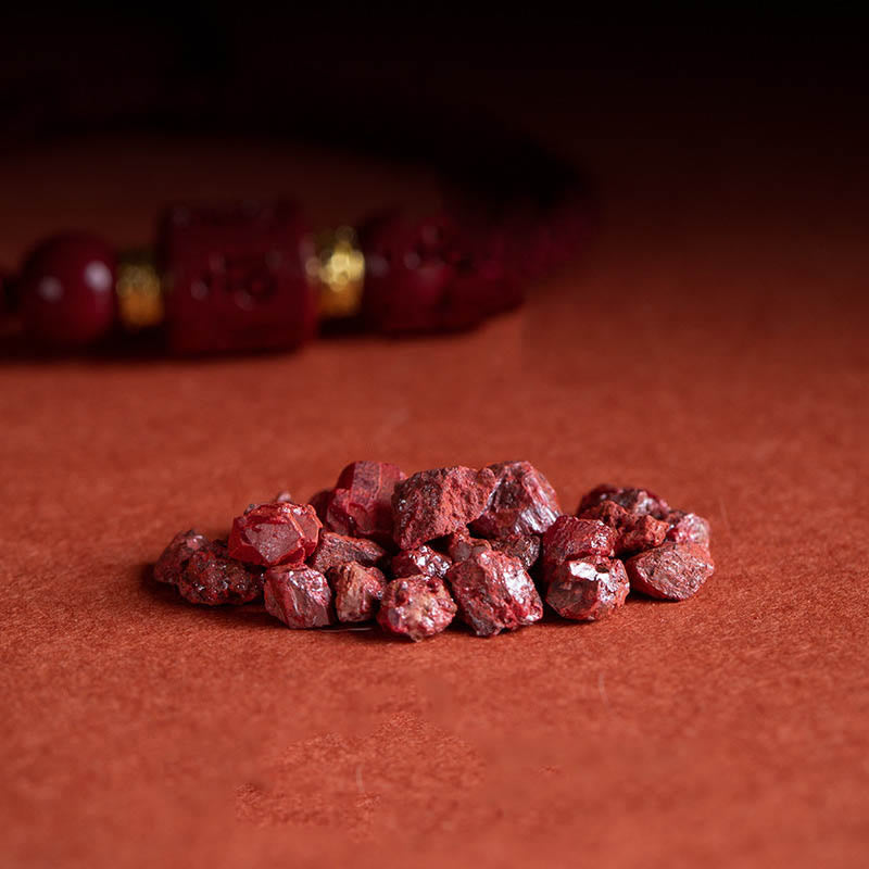 Buddha Stones Tibet Cinabro Om Mani Padme Hum Braccialetto intrecciato con benedizione inciso