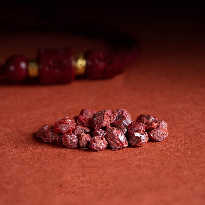 Buddha Stones Tibet Cinabro Om Mani Padme Hum Braccialetto intrecciato con benedizione inciso