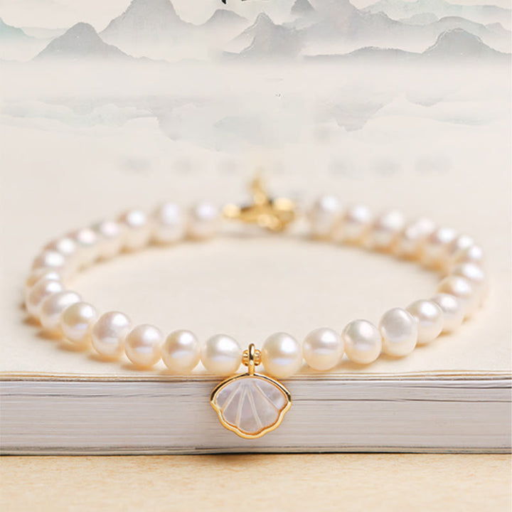 Bracciale con ciondolo in perle di cristallo naturale placcato oro 14K Buddha Stones